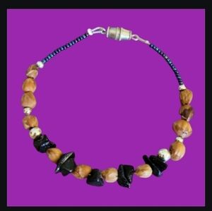 HANDMADE Navajo Black Sunstone Ghost Beaded Protection Bracelet